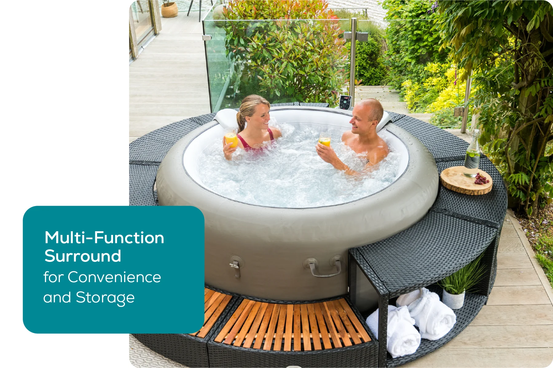 Round Rattan Hot Tub Surround 180cm Black - Image 6