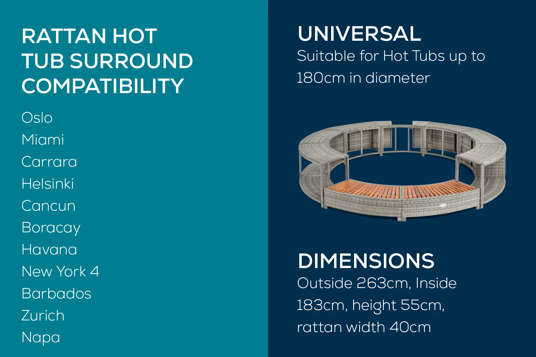 Round Rattan Hot Tub Surround 180cm Grey - Image 9