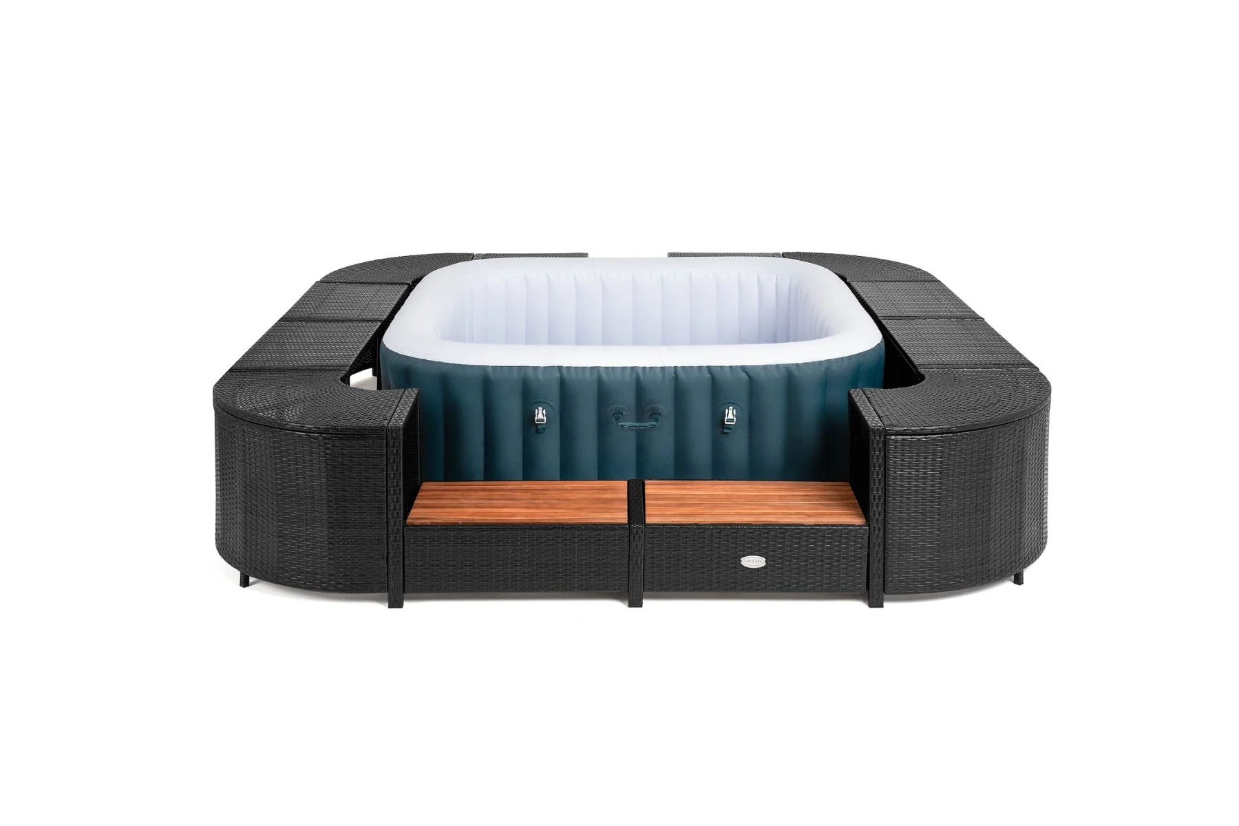 Square Rattan Hot Tub Surround 188cm Black - Image 3