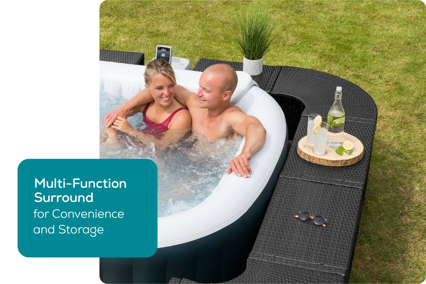 Square Rattan Hot Tub Surround 188cm Black - Image 6