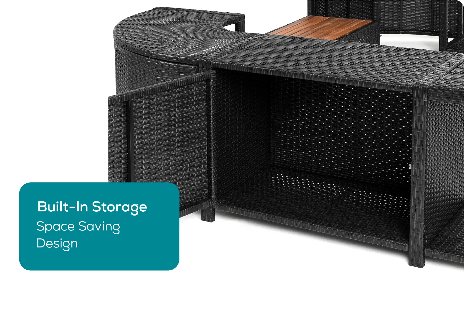 Square Rattan Hot Tub Surround 188cm Black - Image 8