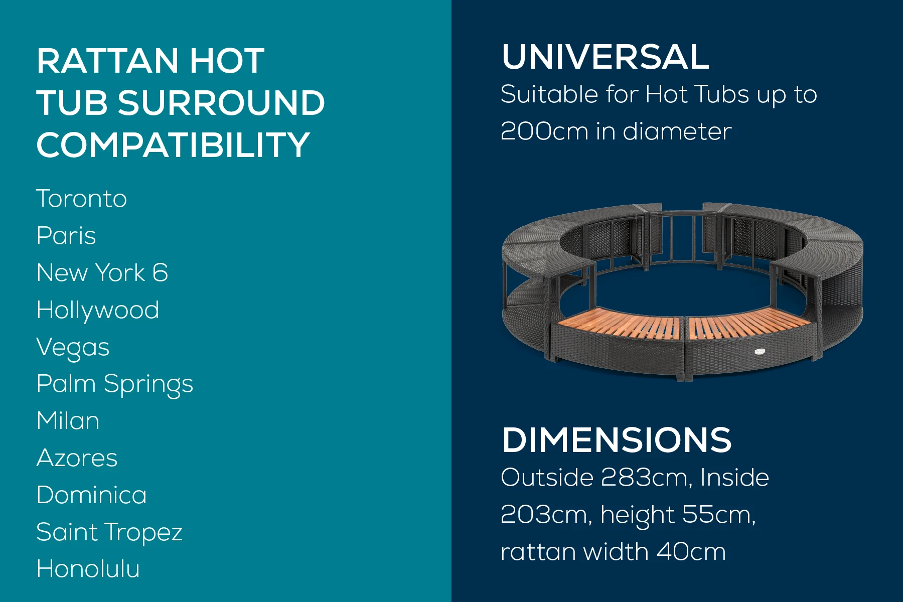 Round Rattan Hot Tub Surround 200cm Black - Image 9