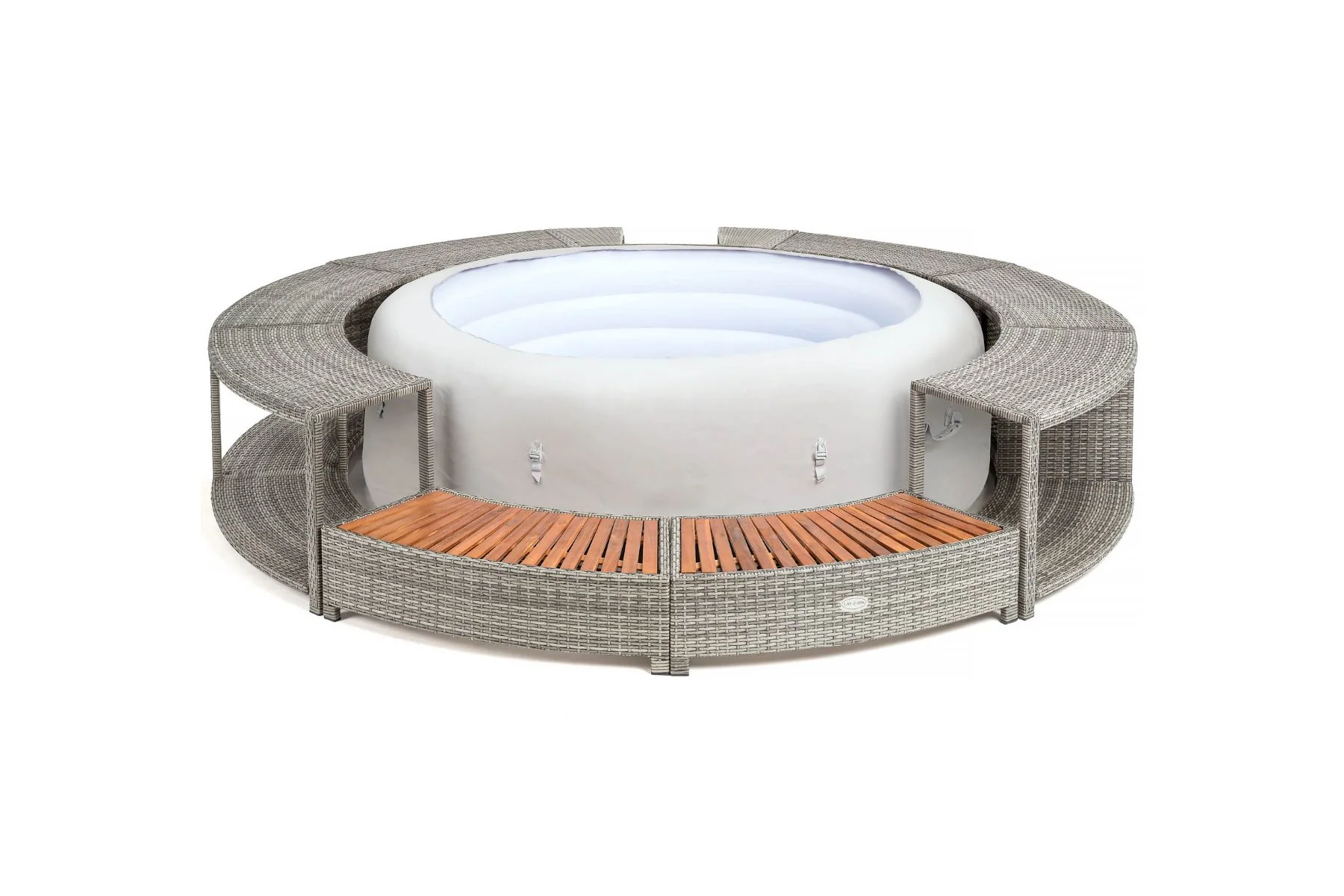 Round Rattan Hot Tub Surround 200cm Grey - Image 3