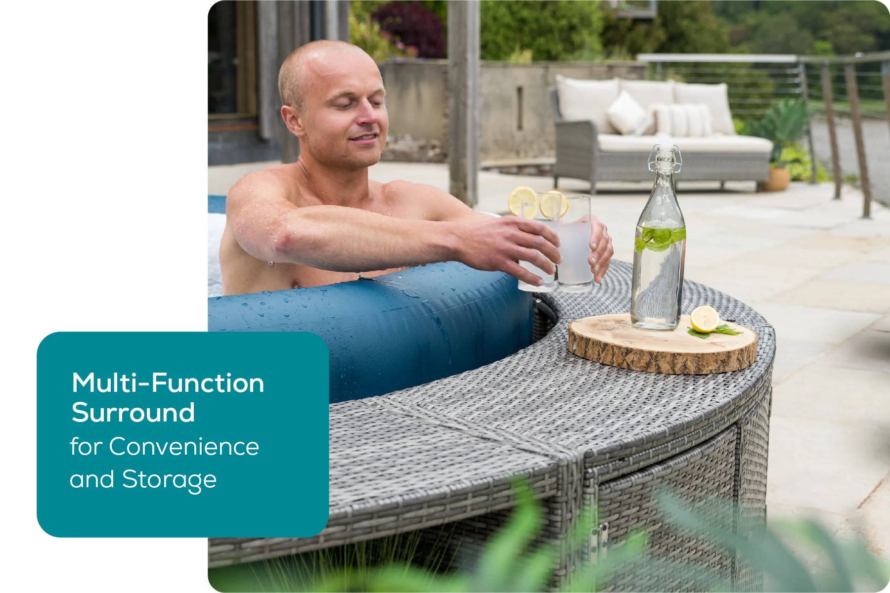 Round Rattan Hot Tub Surround 200cm Grey - Image 6