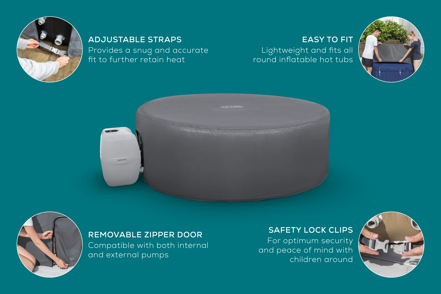 Round Thermal Hot Tub Cover - X Large 216cm x 80cm - Outlet - Image 7