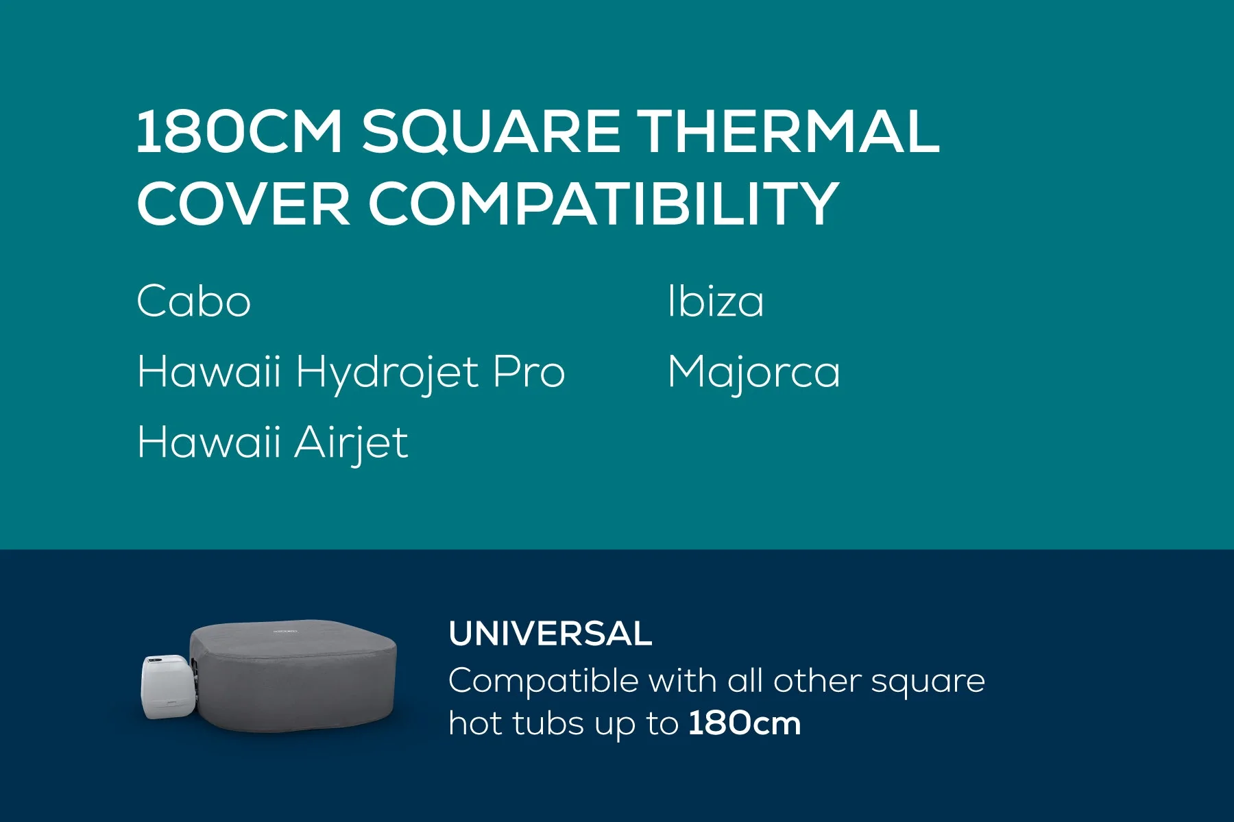 Square Thermal Hot Tub Cover - Medium 180cm x 71cm - Image 4